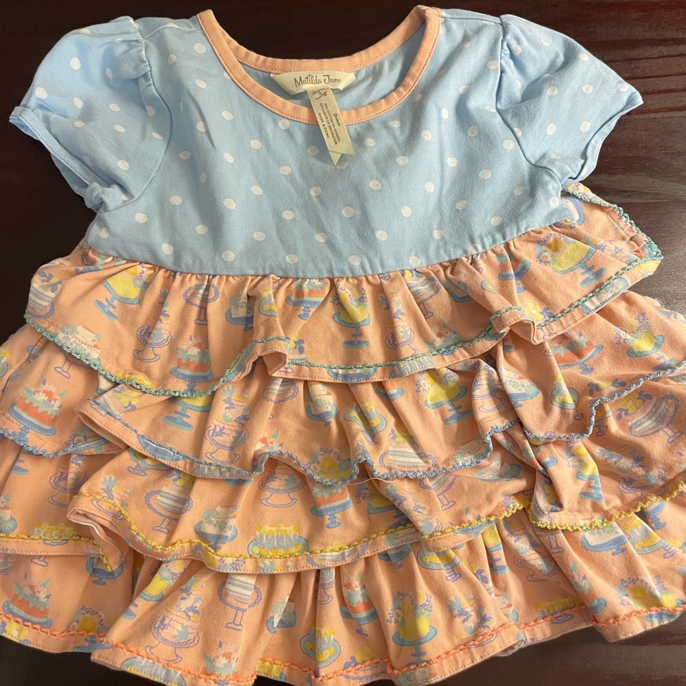 Matilda Jane Blue and Peach Ruffle Blouse